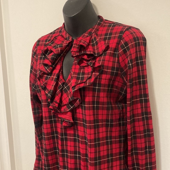Lauren Jeans Co. Ralph Lauren Red & Black Plaid Long Sleeve Top Small - Picture 3 of 5